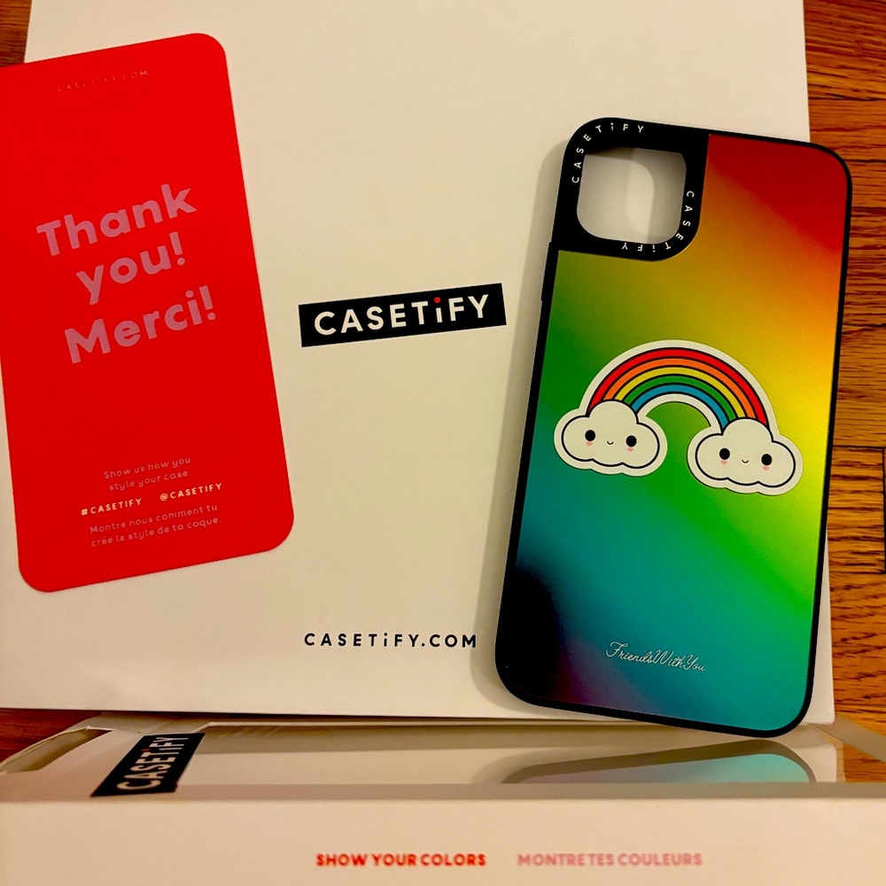 NWT Casetify iPhone 11 ProMax Friends With You Rainbow Black iPhone Case